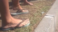 Candid Tatoo Foot In Beach With Sand – Feet 36