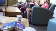 Candid Blonde Teen Legs & Feet At Library In LA