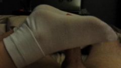 Wife Sockjob / Footjob / Solejob In Socks In Slender White Cuff Ankle Socks