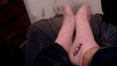 Sockjob Over The Pants Footjob Sock Foot Fetish Pink Socks Candid