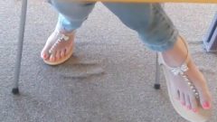 Candid Thai Teen Library Feet In Sandals Face HD