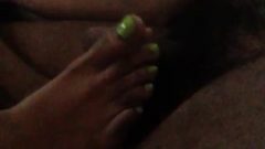Green Ebony Toes Footjob Tease Size 11