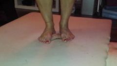 Rough Barefeet Cockcrush With Cruel Massive Feet And Red Toenails