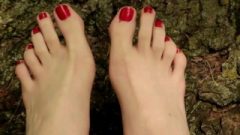 Steamy Long Toes And Red Toenails