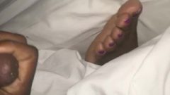Cum Shot Over Mature Ebony Feet
