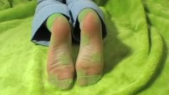 Huge Feet In Provoking Nylon Socks