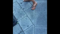 Hottest Candid Public Feet – Thick Couture Flip Flops – White Painted Toes