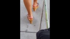 Latina Woman’s Sensual Feet With Wedge Heels