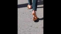 Provoking Blonde Chick’s Innocent Feet Soles In Flip Flops. (Nailed It)