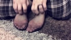 Nylon Feet Tickled Toes Cuffed