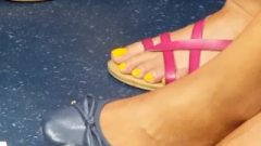 Brunette Woman And Latina Woman Sexiest Feet With Them Sandals And Flats
