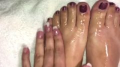 I Film Hubby Sperm On My Feet And Toes, Then I Rub It All In.