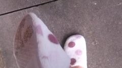 Girl Shows Us Off Her Enormous Feet And Dirty Socks And Crushes Crickets In Slipper