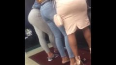 Candid Ebony Butt And Feet In Liquor Store