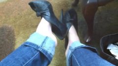 Shoeplay And Heel Dangling In Public With Arousing Arches N Pretty Feet Goth Teen