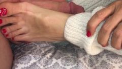 Footjob With Spunk On Candy, Foot Fetish