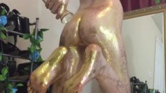 Oiled Golden Sparkle Feet Size 10 Enormous Flirtatious Foot Oil Soles Toes Lucywants HD