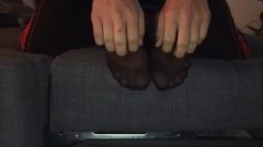 Girlfriends Feet Tickled In Black Nylons