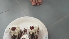 Smushing Cake With My Feet And Between My Boobs.