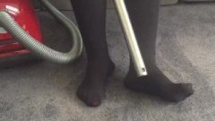 Vacuuming Feet And Toes In Stockings