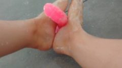 My Tinie Feet With Vibrator In The Shower JOI