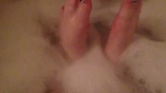 Splashing And Playing With My Feet In Soapy Bath Water