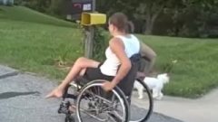 Wheelchair Paraplegic With Perfect Feet Walking Her Dogs