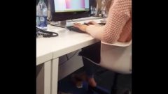 Brunette Likes To Show Her Feet To The Library