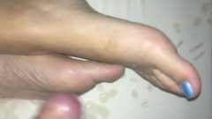 Cumming Big Load On Wifes Soles And Blue Polished Toes