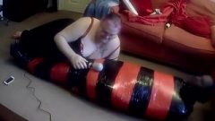 Mummified Tight In Pallet Wrap Escape Challenge 3 With Doxy Feet Torture