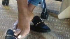 High-arched Chocolate Flavored Candid Feet At College Library