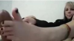 Busty Girl Friend Gives A Footjob