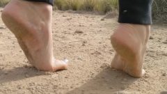 Super Slow Motion Feet Walking On Dusty Ground — DIRTY FEET