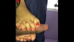 Orange Toes Toejob Quickie Cummy Mess