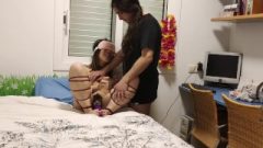 Racy Chinese Slave Tied Up With A Sextoy On Her Feet And Smashed