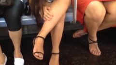 Candid Double Train Legs And Feet