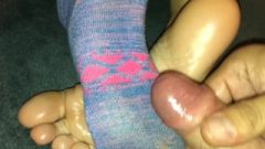 Amateur Footjob #17 Socks, Feet Closeup, Sperm On Socks