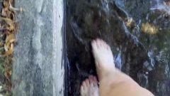 Bare Feet Walking In Cool Water Flowing Down Gutter, ASMR Muse, SFW