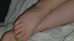 Cumming On Colorful Toes