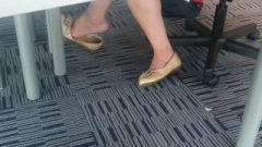Candid Thai Shoeplay Dangling Feet At Library