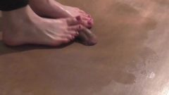 Cockplay Cockcrush Footjob With Long Toes And Spreaded Spunk