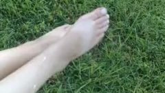 Pissing On Girlfriends Feet Outdoors