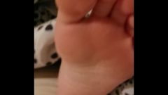 Step Sister Feet. Sock Strip And Smelling Stinky Feet While Home