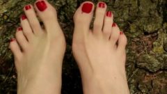 Seductive Long Toes And Red Toenails