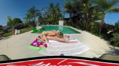 ADAME & EVE – VR TWO BLONE CURIOUS COEDS EAT EACH OTHER BY THE POOL