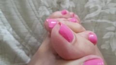 Interlocking Toes Close Up- Nubile Long Suggestive Legs -long Toe Fetish Pink Nails