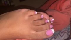 Sweet Titillating Pink And White Toes Teasing