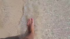 Foot Fetish – Sweet Long Beautiful Wet Toes In Sand – Nubile On Public Beach