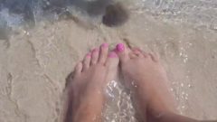 Close Up Foot Fetish Provocative Toes In Sand Red Sea Public Voyeur Exhibitionist