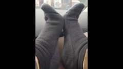 Wearing His Socks In His Car – Ankle Sock Kink Size 9 Soles Wiggling Toes